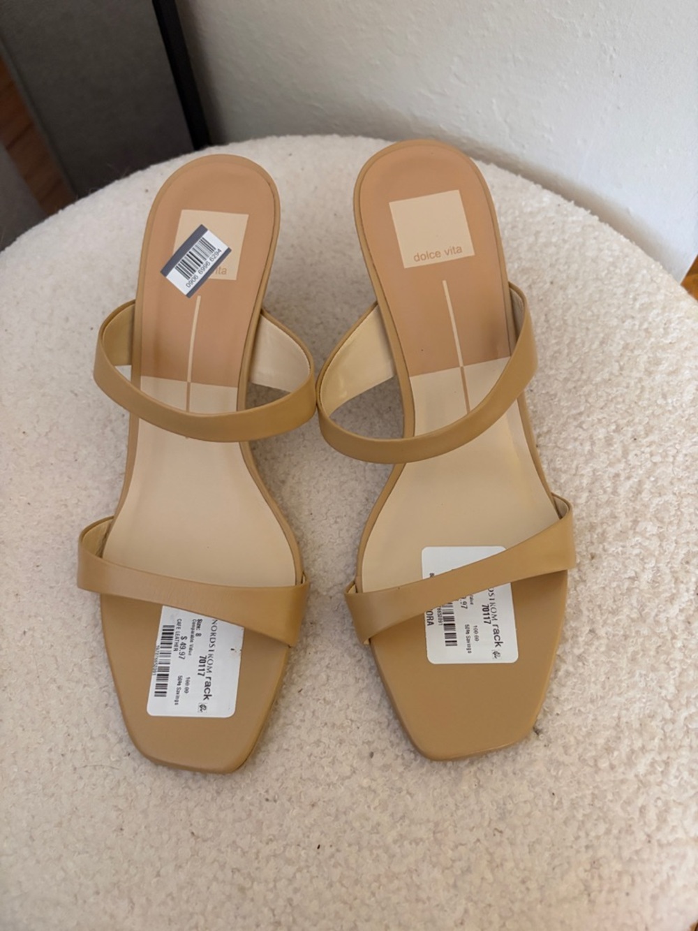 Dolce Vita Tan Strappy Mule Heels - Picture 4 of 5